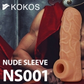 Телесная открытая насадка-реалистик с подхватом мошонки Nude Sleeve L - 14 см. - KOKOS - в Хабаровске купить с доставкой