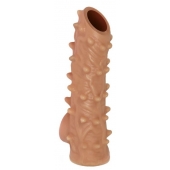 Телесная насадка с шипами и открытой головкой Nude Sleeve L - 14 см. - KOKOS - в Хабаровске купить с доставкой