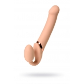 Телесный безремневой вибрострапон Vibrating Bendable Strap-On L - Strap-on-me - купить с доставкой в Хабаровске