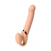 Телесный безремневой вибрострапон Vibrating Bendable Strap-On L - Strap-on-me - купить с доставкой в Хабаровске