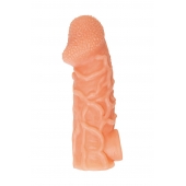 Телесная закрытая насадка с венками Cock Sleeve Size L - 17,6 см. - KOKOS - в Хабаровске купить с доставкой