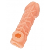 Телесная закрытая насадка с венками Cock Sleeve Size L - 17,6 см. - KOKOS - в Хабаровске купить с доставкой