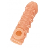 Телесная закрытая насадка с пучками шишечек Cock Sleeve Size L - 17,6 см. - KOKOS - в Хабаровске купить с доставкой