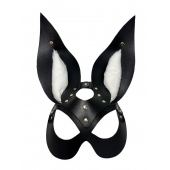 Черная маска зайки с белым мехом на ушках Miss Bunny - БДСМ Арсенал - купить с доставкой в Хабаровске