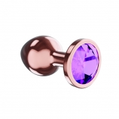 Пробка цвета розового золота с фиолетовым кристаллом Diamond Amethyst Shine S - 7,2 см. - Lola Games - купить с доставкой в Хабаровске