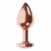 Пробка цвета розового золота с фиолетовым кристаллом Diamond Amethyst Shine S - 7,2 см. - Lola Games - купить с доставкой в Хабаровске