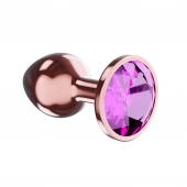 Пробка цвета розового золота с лиловым кристаллом Diamond Quartz Shine L - 8,3 см. - Lola Games - купить с доставкой в Хабаровске