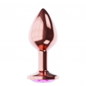 Пробка цвета розового золота с лиловым кристаллом Diamond Quartz Shine L - 8,3 см. - Lola Games - купить с доставкой в Хабаровске