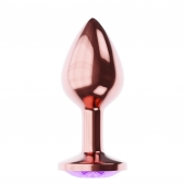 Пробка цвета розового золота с фиолетовым кристаллом Diamond Amethyst Shine L - 8,3 см. - Lola Games - купить с доставкой в Хабаровске