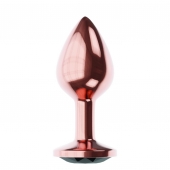Пробка цвета розового золота с черным кристаллом Diamond Jet Shine L - 8,3 см. - Lola Games - купить с доставкой в Хабаровске