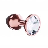 Пробка цвета розового золота с прозрачным кристаллом Diamond Moonstone Shine L - 8,3 см. - Lola Games - купить с доставкой в Хабаровске