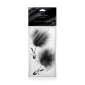 Зажимы на соски с черными пуховыми кисточками Sweet Caress Feather Nipple Clumps - Sweet Caress - купить с доставкой в Хабаровске