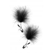 Зажимы на соски с черными пуховыми кисточками Sweet Caress Feather Nipple Clumps - Sweet Caress - купить с доставкой в Хабаровске