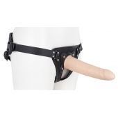 Пустотелый страпон Harness CLASSIC с бандажом - 19,5 см. - LOVETOY (А-Полимер) - купить с доставкой в Хабаровске