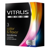 Цветные ароматизированные презервативы VITALIS PREMIUM color   flavor - 3 шт. - Vitalis - купить с доставкой в Хабаровске