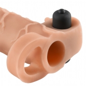 Телесная вибронасадка с кольцом Vibrating Real Feel 2 Extension - 16 см. - Pipedream - в Хабаровске купить с доставкой