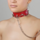 Красный ошейник из натуральной кожи - Sitabella - купить с доставкой в Хабаровске