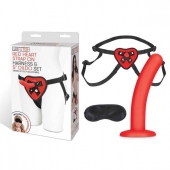 Красный поясной фаллоимитатор Red Heart Strap on Harness   5in Dildo Set - 12,25 см. - Lux Fetish - купить с доставкой в Хабаровске