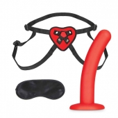 Красный поясной фаллоимитатор Red Heart Strap on Harness   5in Dildo Set - 12,25 см. - Lux Fetish - купить с доставкой в Хабаровске