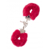 Металлические наручники с красной меховой опушкой METAL HANDCUFF WITH PLUSH RED - Dream Toys - купить с доставкой в Хабаровске