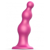 Розовая насадка Strap-On-Me Dildo Plug Beads size L - Strap-on-me - купить с доставкой в Хабаровске