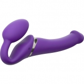 Фиолетовый безремневой вибрострапон Vibrating Bendable Strap-On - size L - Strap-on-me - купить с доставкой в Хабаровске