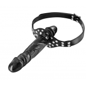 Черный кляп-фаллоимитатор Double Penis Gag - Fetish Tentation - купить с доставкой в Хабаровске