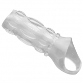 Насадка на пенис с кольцом для мошонки Clear Sensations Enhancer Sex Sleeve - 11,5 см. - XR Brands - в Хабаровске купить с доставкой