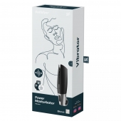 Черный мастурбатор с вибрацией Power Masturbator - Satisfyer - в Хабаровске купить с доставкой
