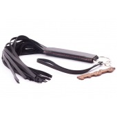 Черная кожаная плеть с удобной ручкой - 50 см. - Crazy Handmade - купить с доставкой в Хабаровске