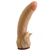 Телесная гелевая насадка-фаллос с клиторальными лепестками - 18,5 см. - LOVETOY (А-Полимер) - купить с доставкой в Хабаровске