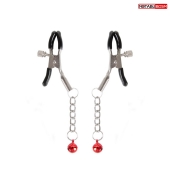 Серебристые зажимы на соски с шариками на цепочках - Notabu - купить с доставкой в Хабаровске