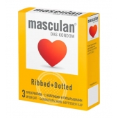 Презервативы с колечками и пупырышками Masculan Ribbed+Dotted - 3 шт. - Masculan - купить с доставкой в Хабаровске