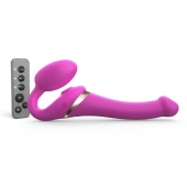 Ярко-розовый безремневой страпон Multi Orgasm Size S с клиторальной стимуляцией - Strap-on-me - купить с доставкой в Хабаровске