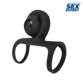 Черная вибронасадка на пенис Sex Expert - Sex Expert - в Хабаровске купить с доставкой