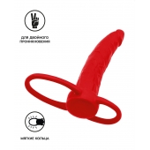Красная насадка на пенис для двойного проникновения Black Red - 16,5 см. - ToyFa - купить с доставкой в Хабаровске