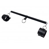 Черная распорка для ног с кожаными манжетами - Pecado - купить с доставкой в Хабаровске