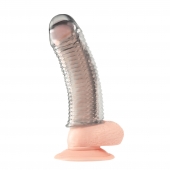Текстурированная насадка на пенис Clear Textured Penis Enhancing Sleeve Extension - 16,5 см. - BlueLine - в Хабаровске купить с доставкой