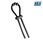 Черное эрекционное кольцо со стимулирующими бусинами - Sex Expert - в Хабаровске купить с доставкой