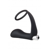 Черное эрекционное кольцо с вибропробкой Vibrating Anal Plug With Cockring - Dream Toys - в Хабаровске купить с доставкой