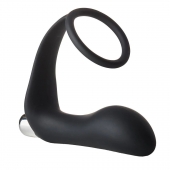 Черное эрекционное кольцо с вибропробкой Vibrating Anal Plug With Cockring - Dream Toys - в Хабаровске купить с доставкой