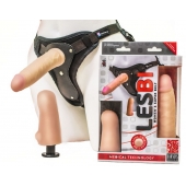 Телесный страпон Harness LESBI с вагинальной пробкой - 16,5 см. - LOVETOY (А-Полимер) - купить с доставкой в Хабаровске