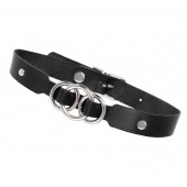 Черный кожаный ошейник со связанными кольцами - Pecado - купить с доставкой в Хабаровске