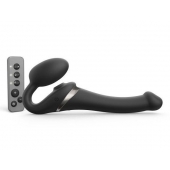 Черный безремневой страпон Multi Orgasm Size S с клиторальной стимуляцией - Strap-on-me - купить с доставкой в Хабаровске