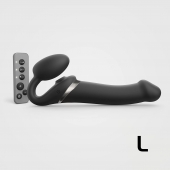 Черный безремневой страпон Multi Orgasm Size L с клиторальной стимуляцией - Strap-on-me - купить с доставкой в Хабаровске