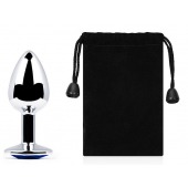 Анальное украшение BUTT PLUG  Small с синим кристаллом - 7 см. - Anal Jewelry Plug - купить с доставкой в Хабаровске