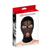 Черная сетчатая маска на голову с отверстиями для глаз и рта - Fetish Tentation - купить с доставкой в Хабаровске