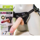 Страпон-унисекс с двумя насадками UNI strap 7  Harness - 19 и 16 см. - LOVETOY (А-Полимер) - купить с доставкой в Хабаровске