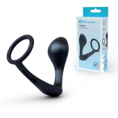 Черное эрекционное кольцо со стимулятором простаты Ringer Cock Ring   Plug - b-Vibe - в Хабаровске купить с доставкой