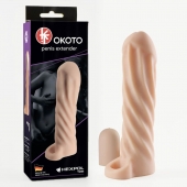 Телесная насадка-удлинитель Okoto со спиралевидным рельефом - 16 см. - Sitabella - в Хабаровске купить с доставкой